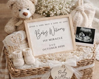 IVF Schwangerschaftansage Mockup | IVF Wunder Baby offenbaren | Neutrale Schwangerschaftansage | Baby Reveal in den sozialen Medien