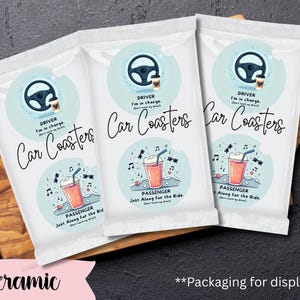 Car Coasters, Ceramic Funny Car Accessories for Women, Cute Drink Coasters, Auto Decor, Stocking Stuffer, Clean Freak Gift