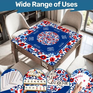 Blue & Red Mahjong Bundle Set, 166 Mahjong Tiles, Mahjong Mat and Carry Bag, Floral Mahjong Set, American Mahjong Gift Set image 3
