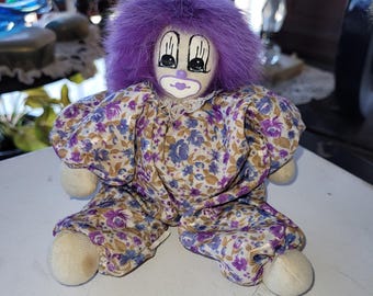 1987 Q-tee-clown Purple Fuzzy Fluffly Hair Make Up, Metallic