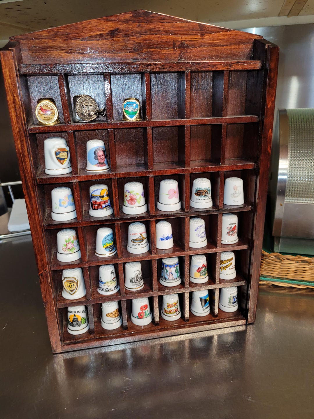 Thimble Collection Vintage Porcelain 20+ Piece Set With Wooden 36 Hole ...