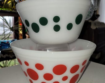 ヴィンテージ フェデラルガラス ポルカドット ボウル 淡いピンク