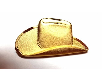 Sharp Gold tone Cowboy Hat Vintage Pin Figural