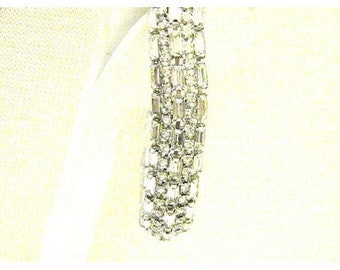 Spectacular 5 Row Rhinestone Vintage Bracelet Baguettes Rounds Rhinestones Bride