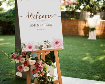 Floral Wedding Welcome Sign