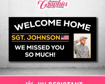 Welcome Home Military Banner, Personalized Soldier Homecoming Sign