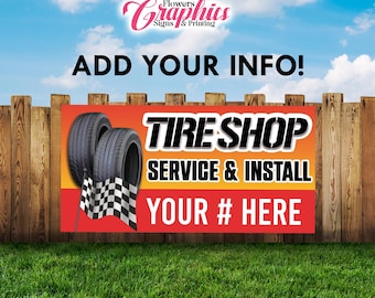 Tire Shop Service Banner, Customizable Marketing Sign