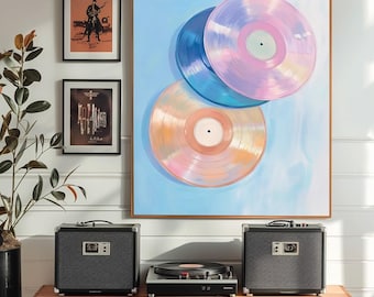 Pastel Vinyl Record Wall Art Print, Aesthetic Music Decor, Retro Album Art Poster, Colorful Modern Wall Decor, Bedroom Wall Art