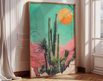Boho Cactus Desert Print: Colorful Southwestern Wall Art (Digital Download)