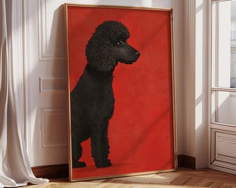 Black Poodle Wall Art Dog Mom Gift Poodle Illustration Prints Poodle Red Art Poodle Illustration Poodle Gift Black Poodle Wall Decor