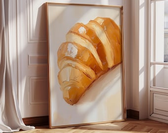 Grafika z croissantem: Modny wystrój kuchni dla smakoszy (pobranie cyfrowe)