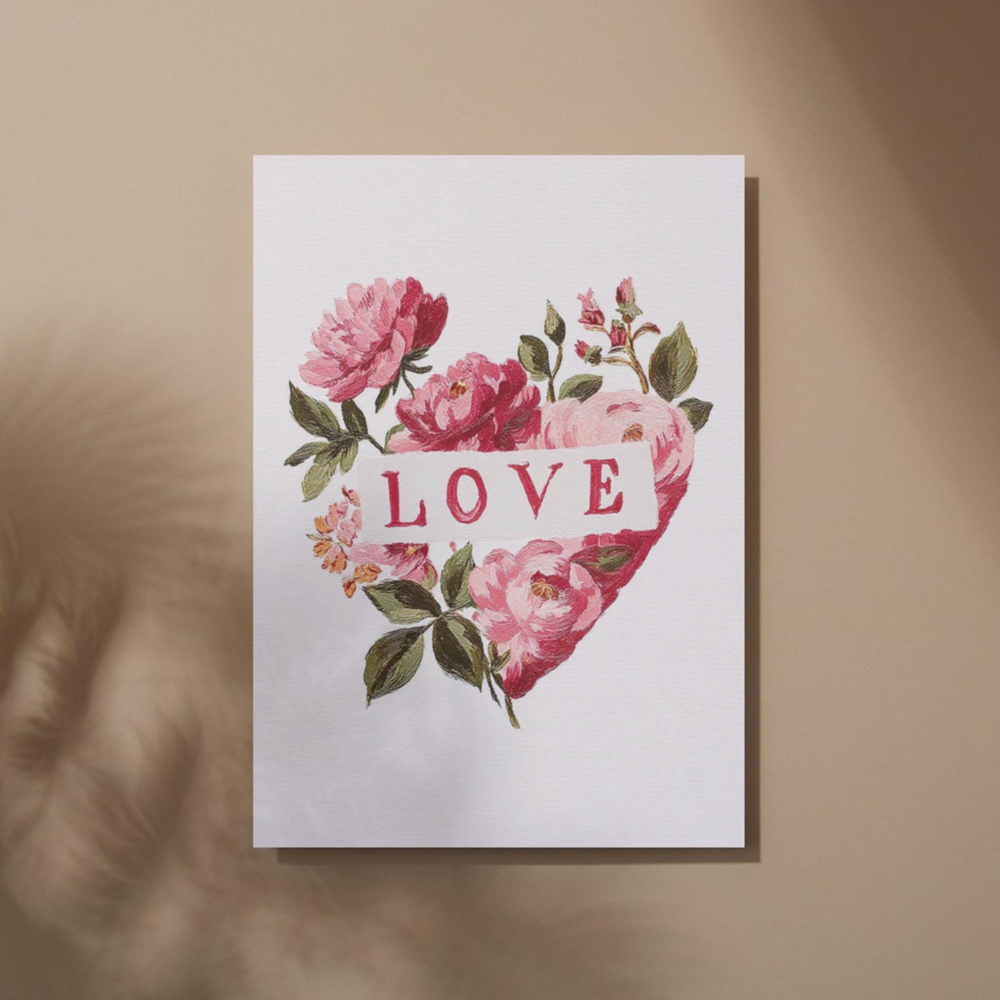 Floral Heart Valentine Wall Art Printable, Romantic Flower Love Decor ...