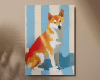Shiba Inu Portrait Art Print, Modern Dog Wall Decor (Digital Download)