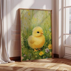 Yellow Chick Spring Print: Rustic Farmhouse Decor (Digital Download)