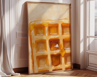 Wydruk artystyczny „Vintage Waffles”: dekoracja kuchni w stylu retro dla smakoszy (pobranie cyfrowe)