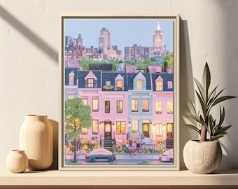Brooklyn Brownstone Poster Print, New York City Wall Art, NYC Townhouse Decor, Brooklyn Art, New York Print