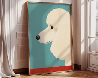 Poodle Wall Art Dog Mom Gift Playroom Wall Art Dog Illustration Print Poodle Illustration White Poodle GIft Blue Poodle Wall Art Poodle Art