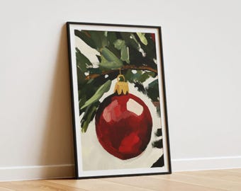 Christmas Ornament Poster Art, Holiday Wall Decor