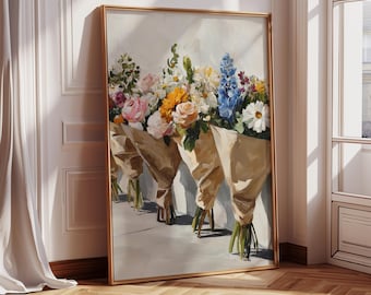 Vintage Flower Market Print | Paris Street Scene (Digital Download)