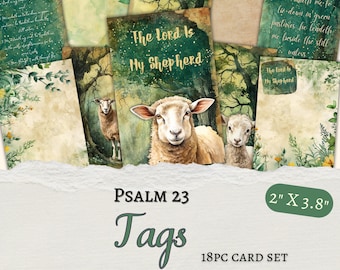 Psalm 23 Junk Journal Tags | Floral Bible Verse Ephemera (Digital Download)