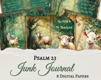 Psalm 23 Junk Journal Kit | Scripture Ephemera (Digital Download)