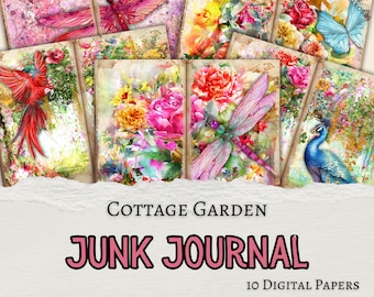 Blumen Aquarell Junk Journal Kit | Druckbare Collage Seiten (Digitaler Download)