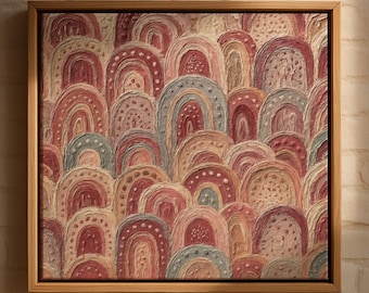 Aboriginal Dot Painting Printable, Australian Indigenous Wall Art Download, Earthy Textured Decor | Yapara