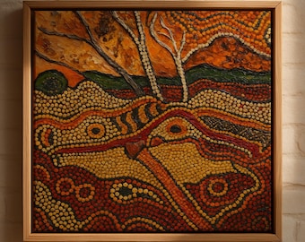 Aboriginal Dot Art Print – Dreaming Landscape, Sacred Earth (Digital Download)