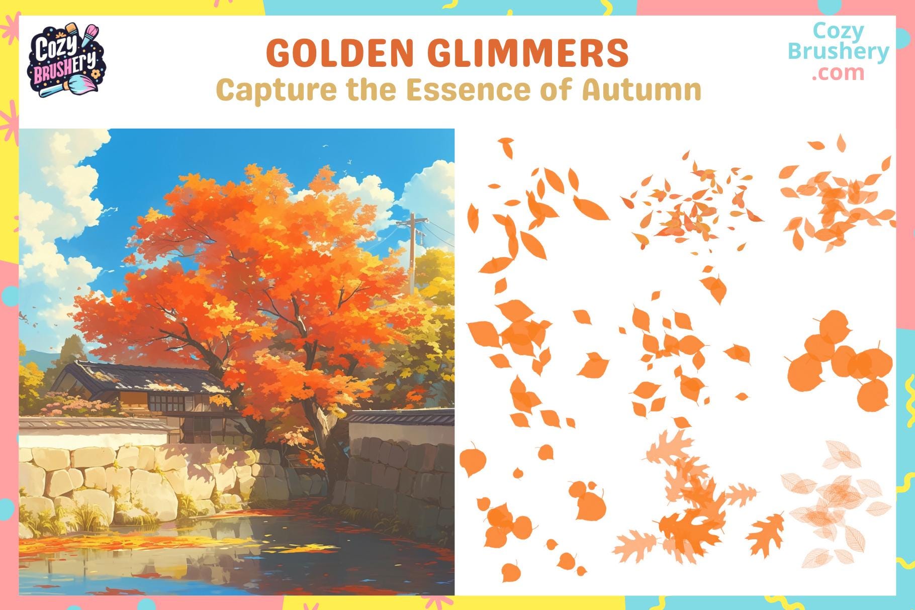 Procreate Brushes: Autumn Leaf Collection, 40 Foliage Brushes for ...
