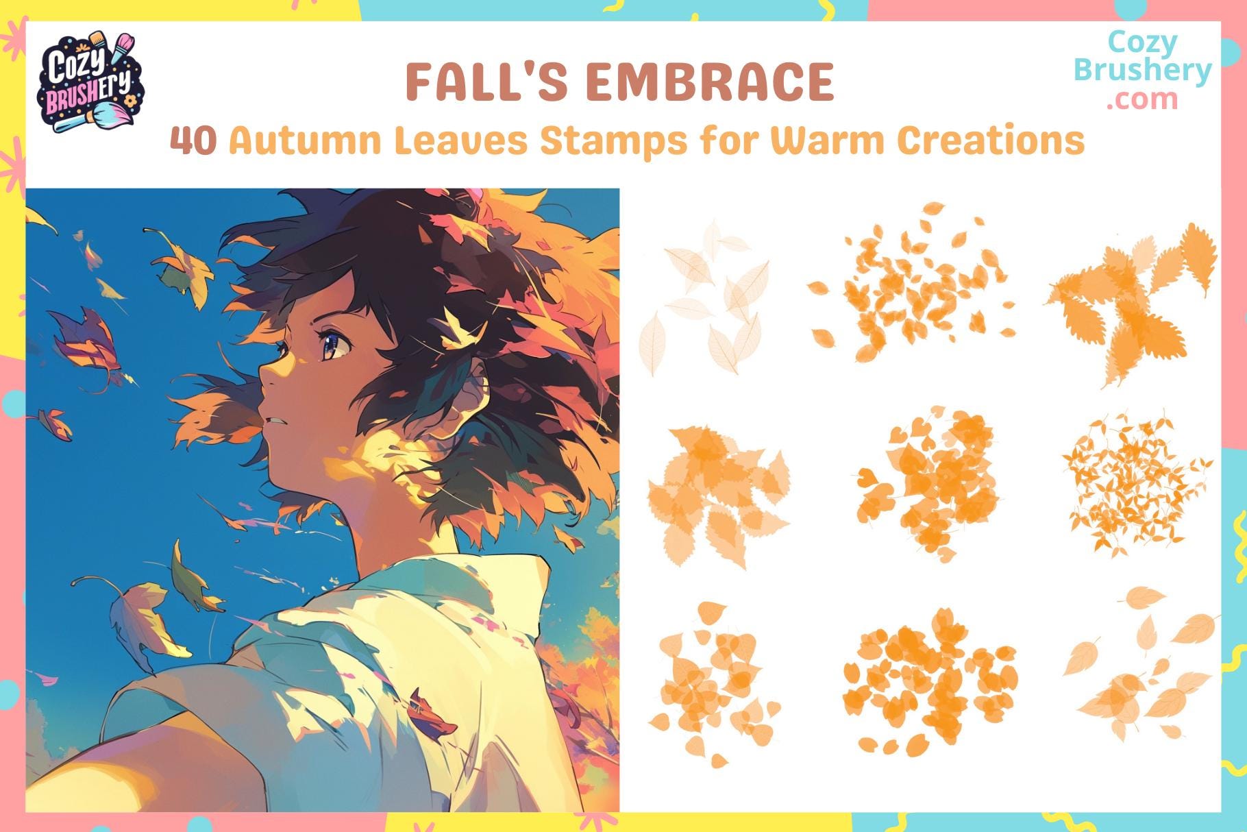 Procreate Brushes: Autumn Leaf Collection, 40 Foliage Brushes for ...