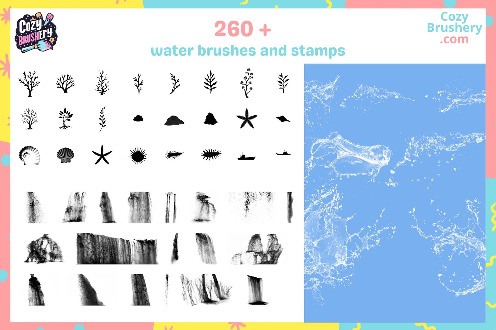 Procreate Brushes: Water Wonders Pack, 71 Ripple Brushes, 100 Water ...