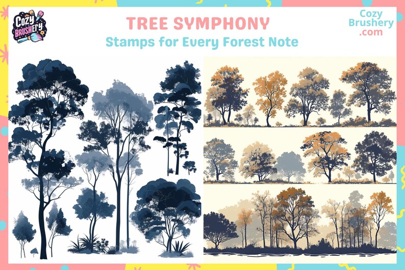 Procreate Brushes: Enchanted Forest Set, 218 Tree Brushes and Stamps ...