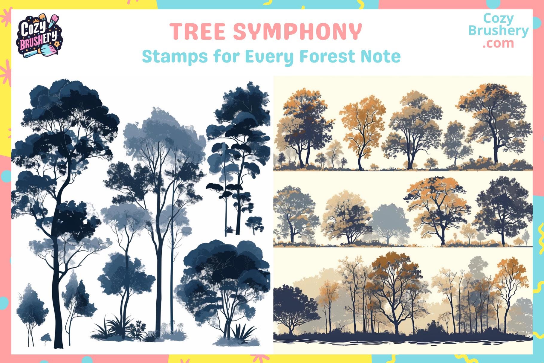 Procreate Brushes: Enchanted Forest Set, 218 Tree Brushes and Stamps ...