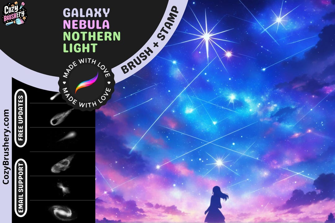 Procreate Brushes: Cosmic Creator Pack, 100 Galaxy, Nebula, Northern ...