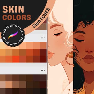Procreate Color Swatches: Ultimate Skin Tone Palettes, 16 Realistic and 16 Anime Skin Colors for Digital Art, Portraits and Character Design