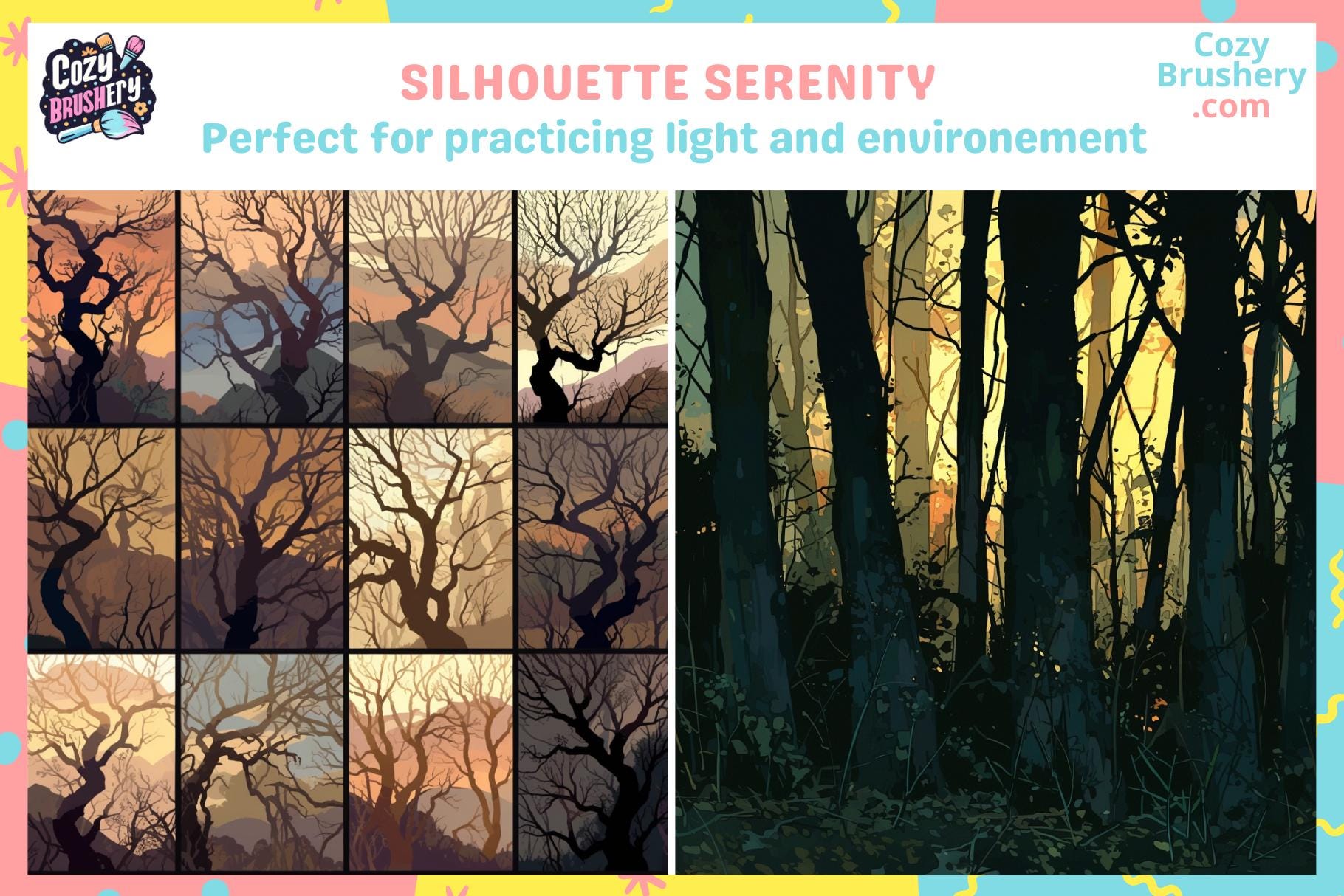 Procreate Brushes: Enchanted Forest Set, 218 Tree Brushes and Stamps ...