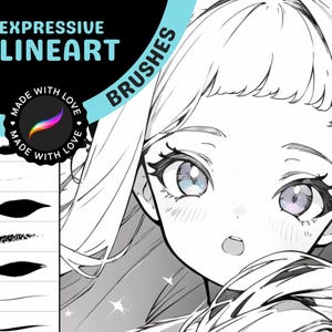 Procreate Brushes: 9 Expressive Lineart Brushes, Perfect for Anime, Comics, and Inktober Designs