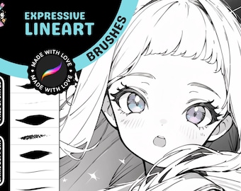 Procreate Brushes: 9 Expressive Lineart Brushes, Perfect for Anime, Comics, and Inktober Designs