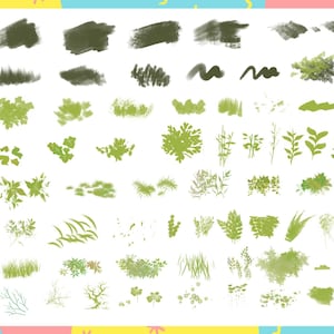 May include: A collection of 50 green and black brushstrokes and leaf illustrations. The illustrations are perfect for adding a touch of nature to digital art, scrapbooking, or other creative projects.