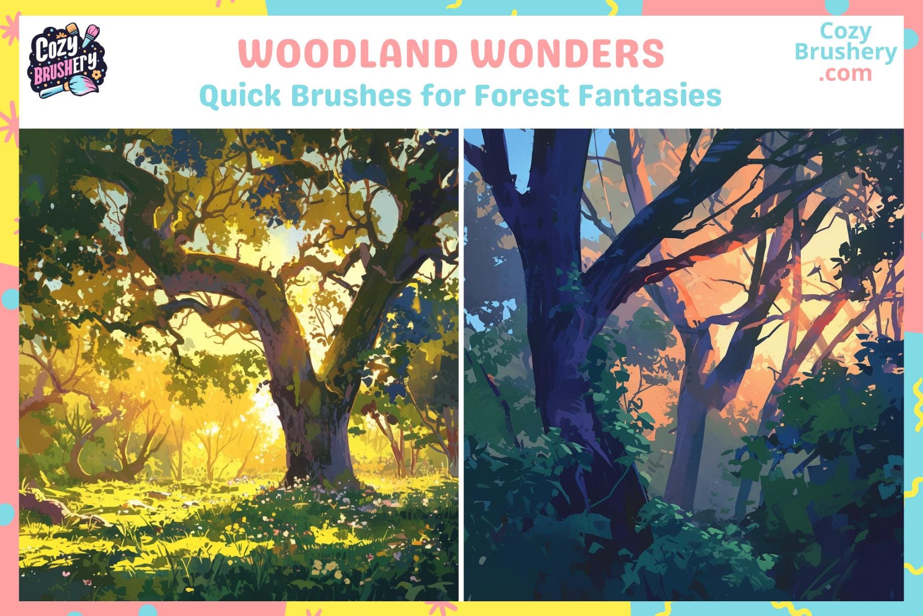Procreate Brushes: Enchanted Forest Set, 218 Tree Brushes and Stamps ...