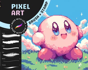 Procreate Brushes: Ultimate Pixel Brush Pack, Perfect for 8bit Art, Pixel Lineart, Foliage, Emoji, and Text Creation