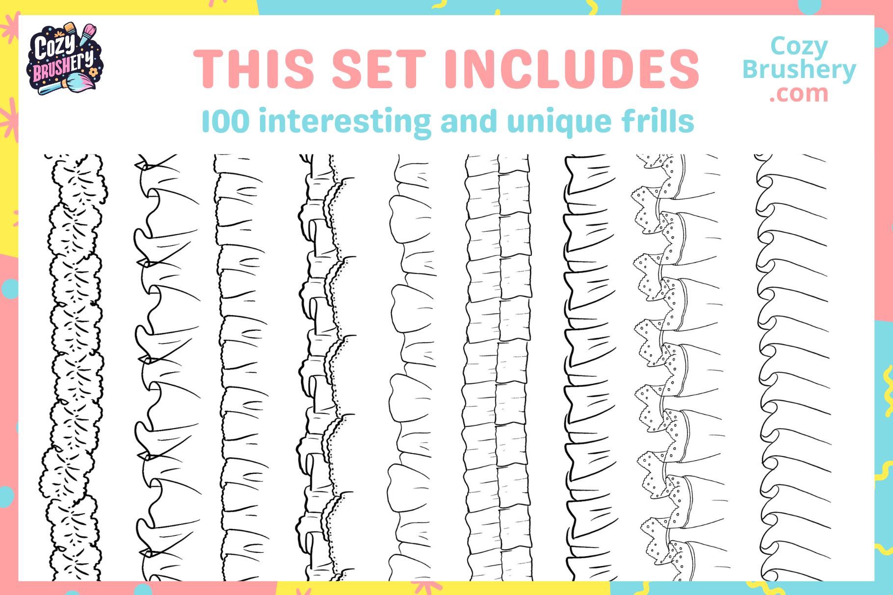 Procreate Brushes: Frill and Lace Fashion Pack, 100 Brushes for Dresses ...