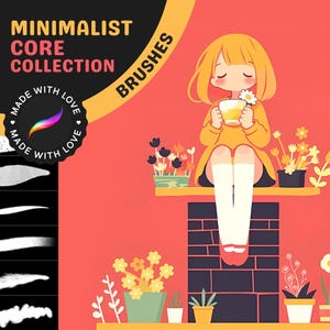 Procreate Brushes: Minimalist Core Collection, 12 Essential Brushes for Sketching, Lineart, Coloring, and Nature Drawings