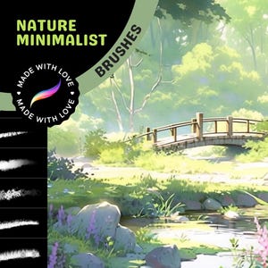 Nature Minimalist Brush Pack: 32 Nature Brushes for Foliage, Clouds, and Simple Backgrounds, Perfect for Anime, Cartoon, and More