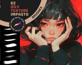 Procreate Brushes: Essential Oily Impasto Set, 62 Texture Brushes for Oil Painting, Thick Strokes, Rich Layers, and Realistic Details