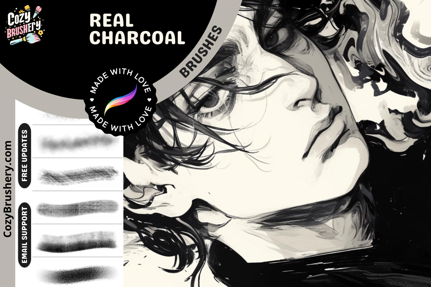 Procreate Charcoal Brushes: Realistic Sketching, Shading & Texture Set