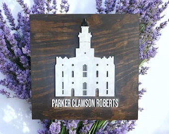 Aangepast LDS-tempelbord van hout | Gepersonaliseerde zegelcadeau