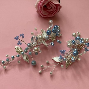 Hair Piece - Blue, White & Silver