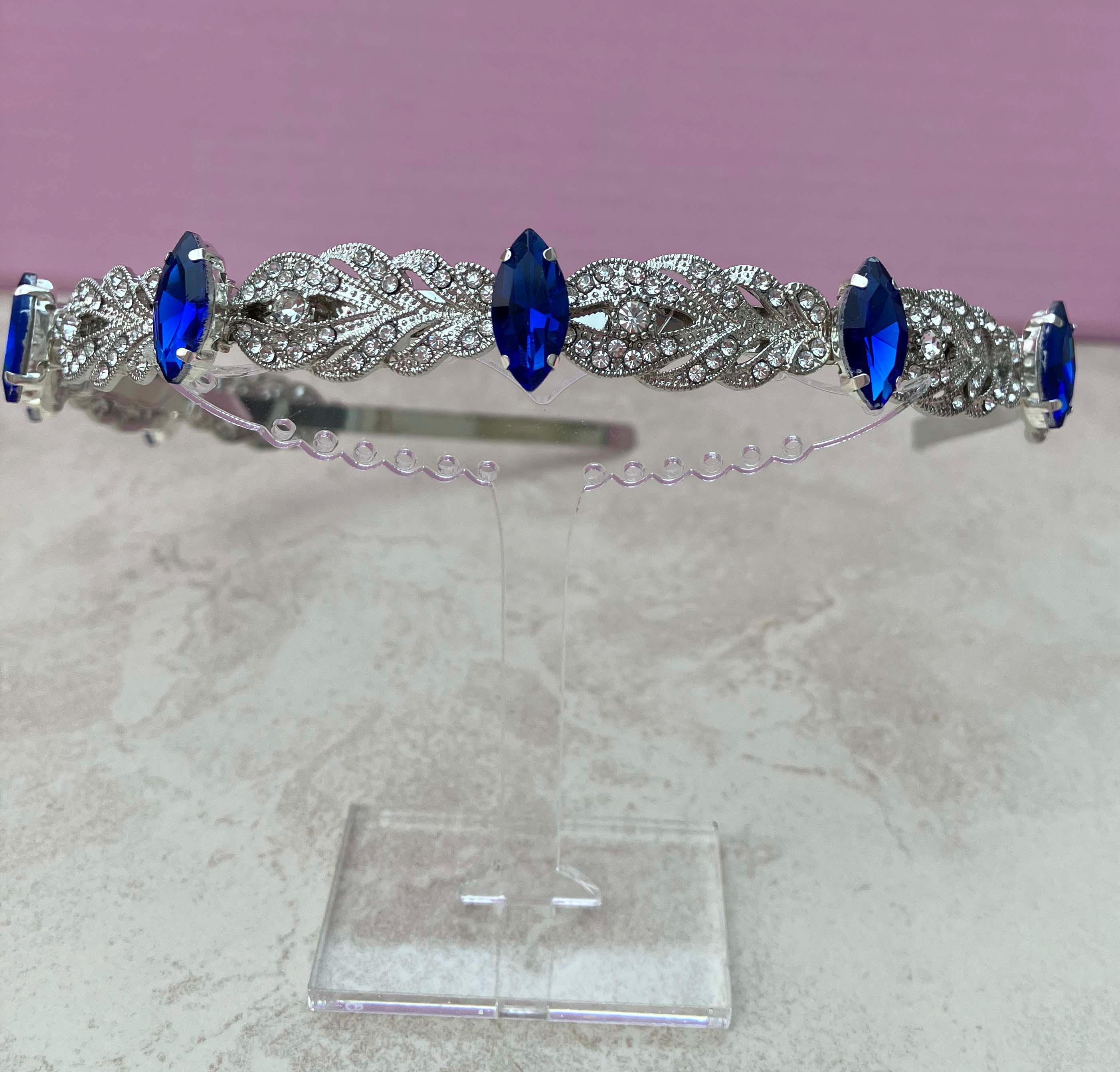 Silver and Blue Headband - Etsy