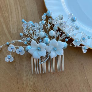 White Bridal Comb - Swarovski Pearls and Crystals